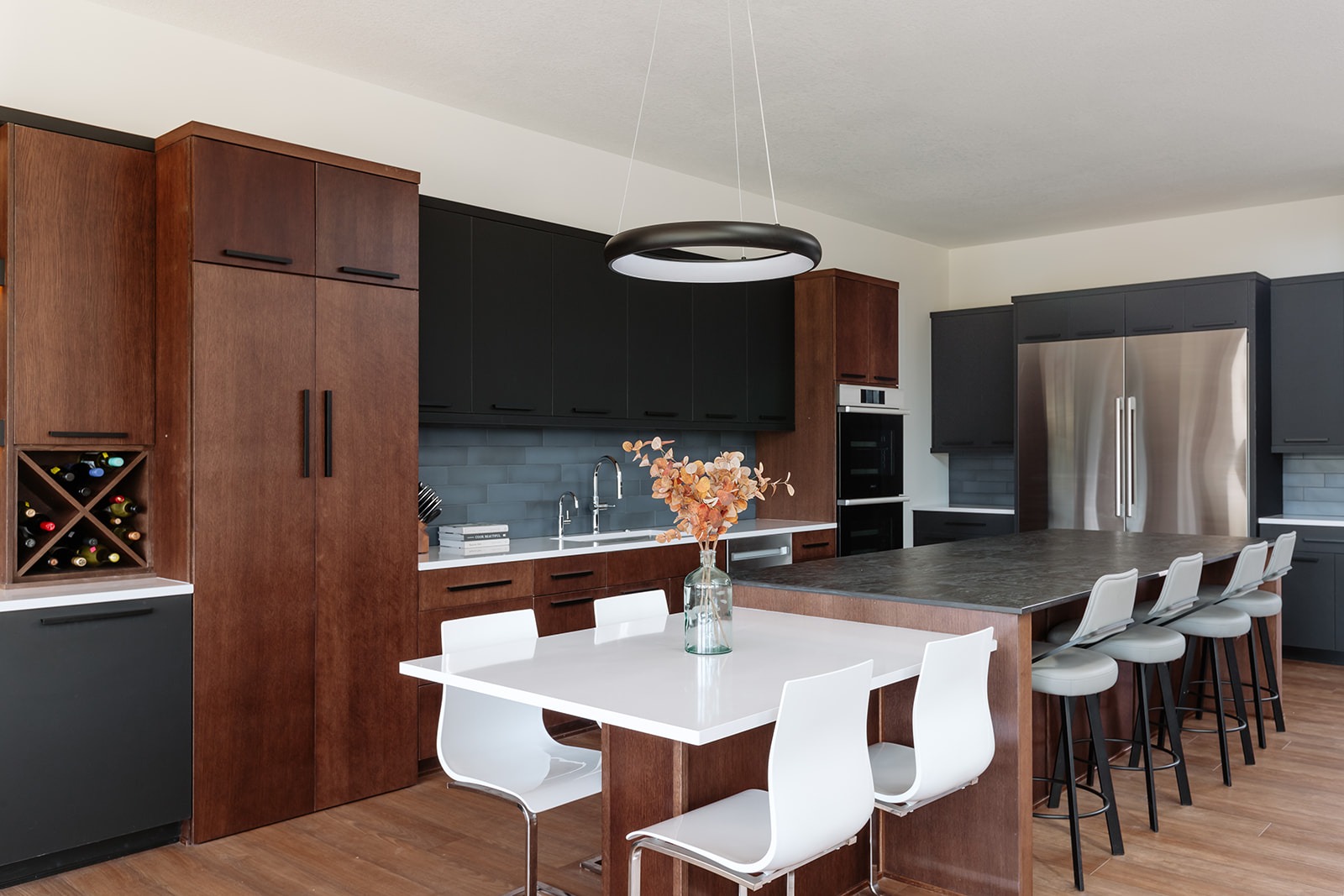 Black + Mocha Kitchen with Walk-In Pantry