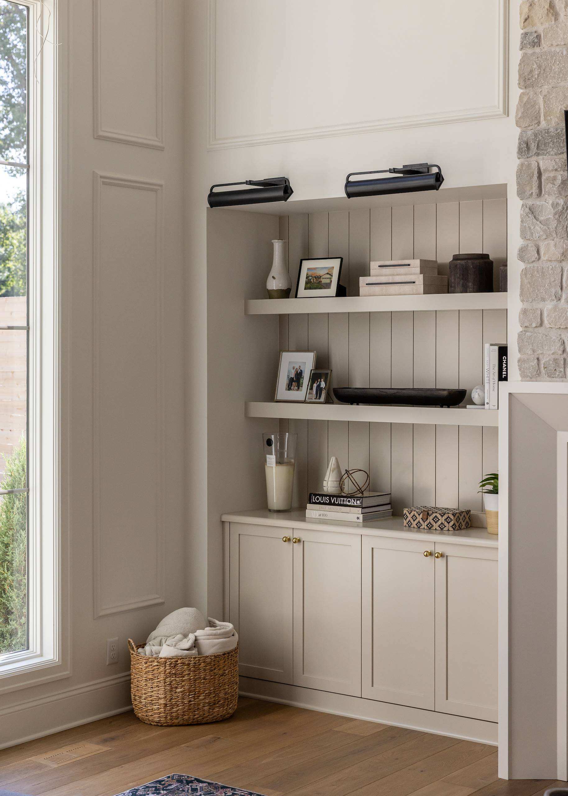 Accessible Beige Great Room Built-Ins